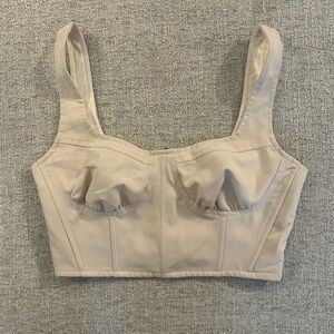 La Hearts Cream Structured Bustier Crop Top